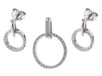 Rodowany srebrny komplet kółka circle ring białe cyrkonie srebro 925 Z0615