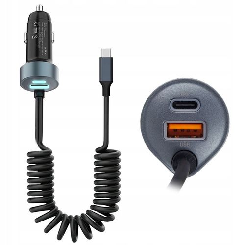 Mocna ładowarka samochodowa POLION USB-A 2xUSB-C 65W QC3.0 PD z przewodem na Arena.pl
