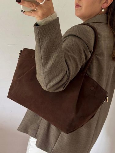 Torebka Flora&Co duża czekoladowa zamsz eco zamszowa ciemny brązowa shopper na Arena.pl