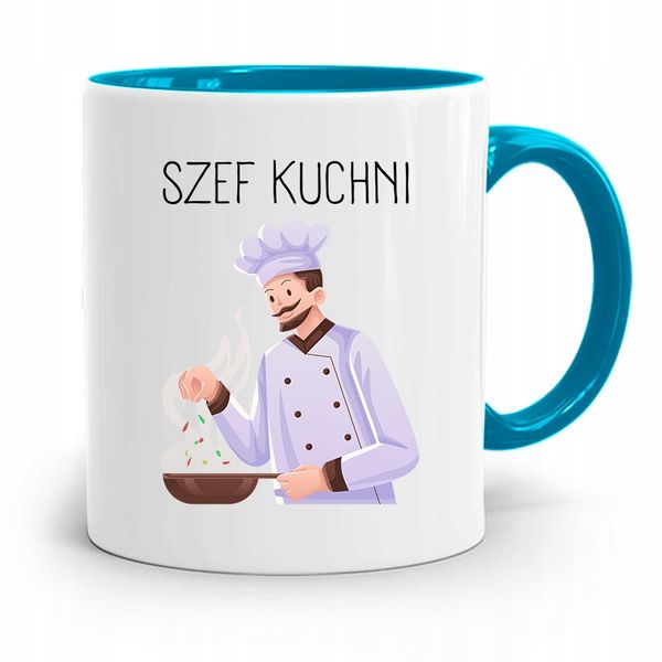 Kubek Błękitny Dla Kucharza Szef Kuchni Prezent Z Nadrukiem Ze Zdjęciem zdjęcie 1