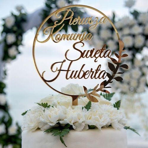 Topper na komunię z imieniem złoty Pierwsza Komunia IMIĘ złote lustro tort na Arena.pl