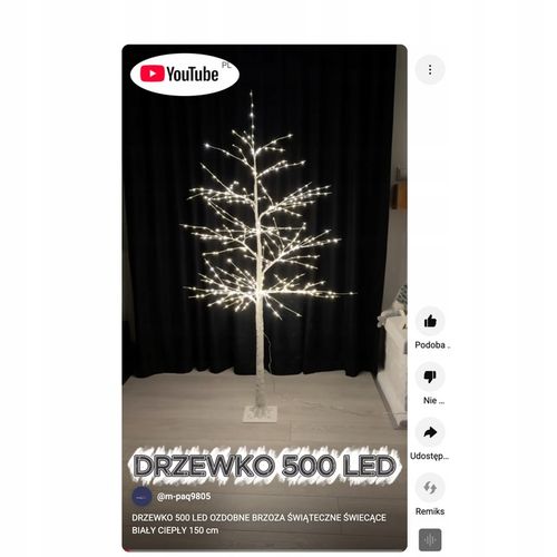 DRZEWKO 500 LED OZDOBNE BRZOZA ŚWIĄTECZNE ŚWIECĄCE BIAŁY CIEPŁY 150 cm na Arena.pl