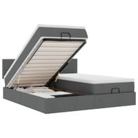 Rama łóżka otomana z materacami, szara, 180x200 cm, tkanina