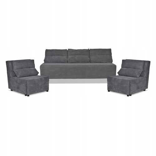 Zestaw KIMO funkcja spania sofa fotele Family Meble c. szary Anafi sztruks na Arena.pl