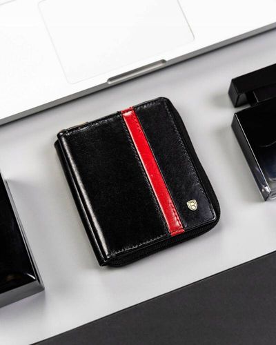 mały, skórzany portfel męski na suwak - rovicky na Arena.pl