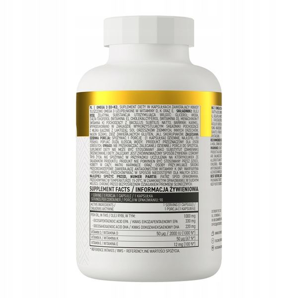 OstroVit Omega 3 D3+K2 90 caps KWASY TŁUSZCZOWE zdjęcie 2