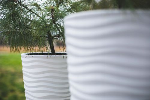 Doniczka okrągła Sahara Dunes Slim 40 | Jasnoszary na Arena.pl