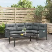 Ogrodowa sofa narożna, antracytowa, stal i textilene