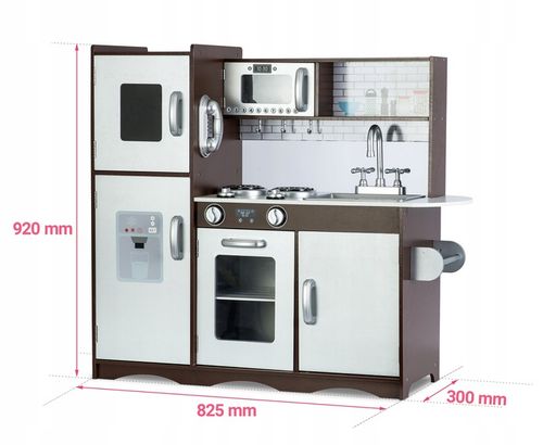 KUCHNIA DREWNIANA DLA DZIECI RETRO KUCHENKA DUŻA ŚWIATŁO LED + TABLICA na Arena.pl