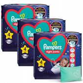 Zestaw Pampers Night Pants rozm. 4 pieluchomajtki na noc 3 x 25szt + GRATIS