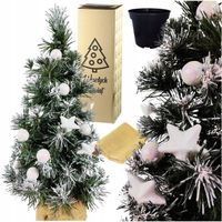 CHOINKA SZTUCZNA MAŁA JAK ŻYWA 65CM OŚNIEŻONA GĘSTA OZDOBIONA BIAŁE BOMBKI