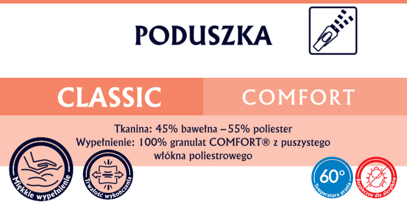 Poduszka regulowana 50x70cm CLASSIC COMFORT | Inter Widex  | Biała zdjęcie 4