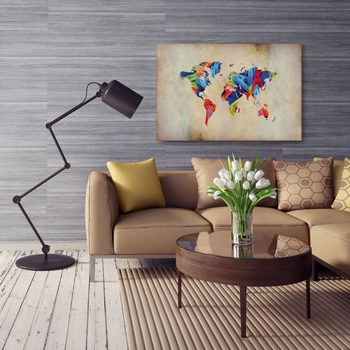 Obraz na płótnie - Canvas, Kolorowa Mapa świata 40x30 na Arena.pl