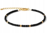 Bransoletka damska ochronna turmalin pozłacana stal chirurgiczna