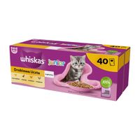 MOKRA KARMA WHISKAS JUNIOR DROBIOWA UCZTA 40x85G MIX SMAKÓW W GALARETCE