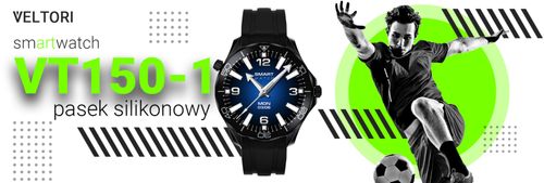 Smartwatch Veltori VT150-1 Czarny Pasek Silikonowy + Czarna Bransoleta na Arena.pl