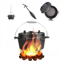 KOCIOŁEK MYŚLIWSKI ŻELIWNY GARNEK węgierski pieczonki na OGNISKO GRILL