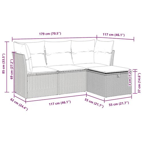 4-cz zestaw wypoczynkowy do ogrodu, poduszki, brązowy rattan PE na Arena.pl