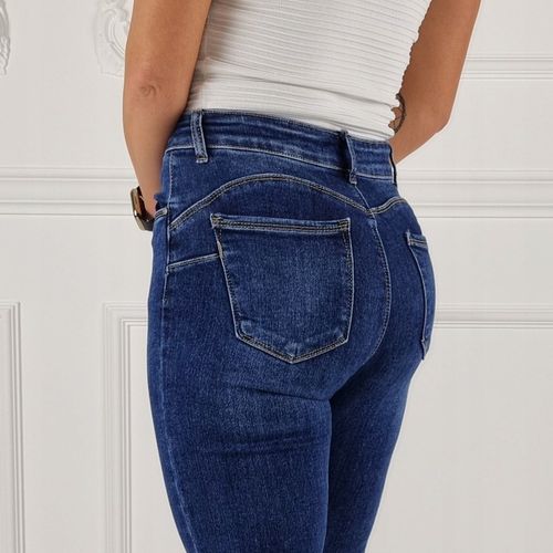 WYGODNE SPODNIE DAMSKIE JEANSOWE Blue Push-Up Plus Size na Arena.pl