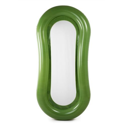 Materac Dmuchany Do Pływania Plażowy Z Oparciem Dno Z Siatki Zielony Nadruk na Arena.pl