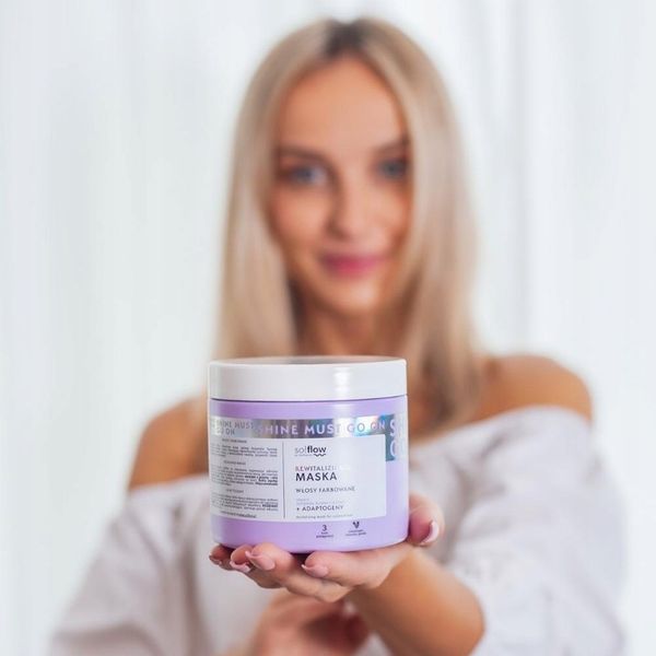 Rewitalizująca maska do włosów farbowanych z adaptogenami so!flow 400 ml zdjęcie 7