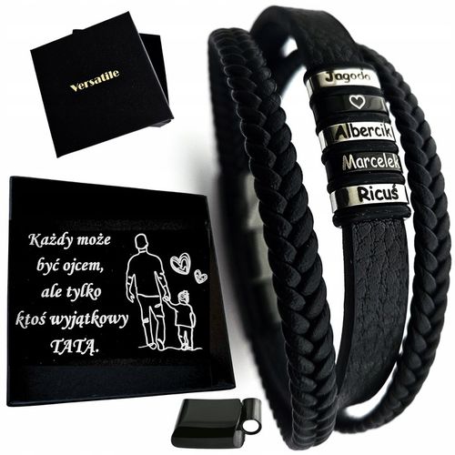 Bransoletka męska SKÓRZANA REGULOWANA Z GRAWEREM DZIEŃ OJCA TATY VERSATILE na Arena.pl