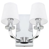 Abażurowy kinkiet salonowy NEW YORK W02503CH 2-płomienny chrom biały