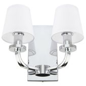 Abażurowy kinkiet salonowy NEW YORK W02503CH 2-płomienny chrom biały