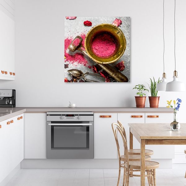 Emaga Obraz na płótnie, do kuchni różowy - 40x40 zdjęcie 2
