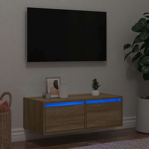Szafka pod TV z oświetleniem LED, dąb sonoma, 75x35,5x25 cm na Arena.pl