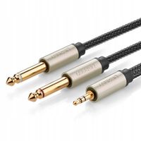 UGREEN Przewód Kabel Audio TRS Mini Jack 3.5mm Do 2x TS 6.35mm 5m W Oplocie