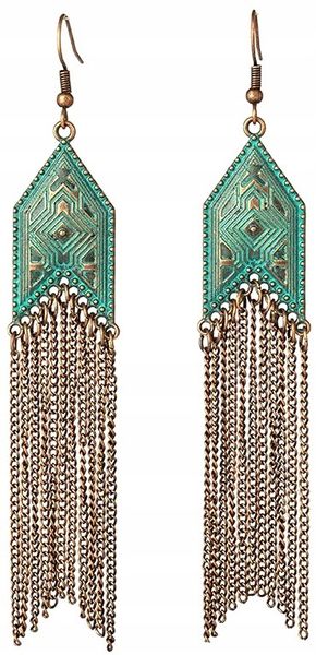Kolczyki Długie Modne Boho Orientalne Retro Vintag  P6 zdjęcie 2