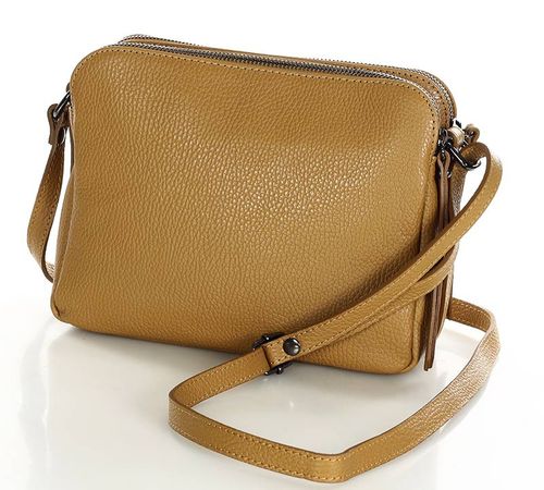 Torebka skórzana crossbody listonoszka dwie komory - MARCO MAZZINI brąz camel na Arena.pl
