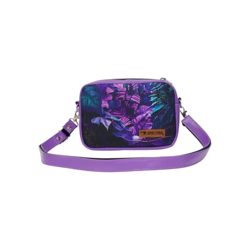 Mini Torebka Box z Ekoskóry z Motywem Tropikalnych Liści w Fioletowej Odsłonie na Arena.pl