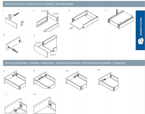 SZUFLADA GTV AXIS PRO 400D1 B. WYSOKA L400 H199 BIAŁA CICHY DOMYK na Arena.pl