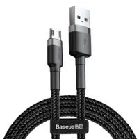 wytrzymały elastyczny kabel przewód usb microusb qc3.0 2.4a 1m czarno-szary