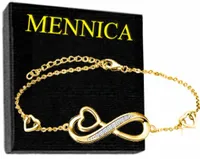 ZŁOTA BRANSOLETKA DAMSKA SERCE NIESKOŃCZONOŚĆ SREBRO PRÓBA 925, CELEBRYTKA