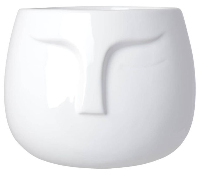 Doniczka ceramiczna twarz biała zdjęcie 1