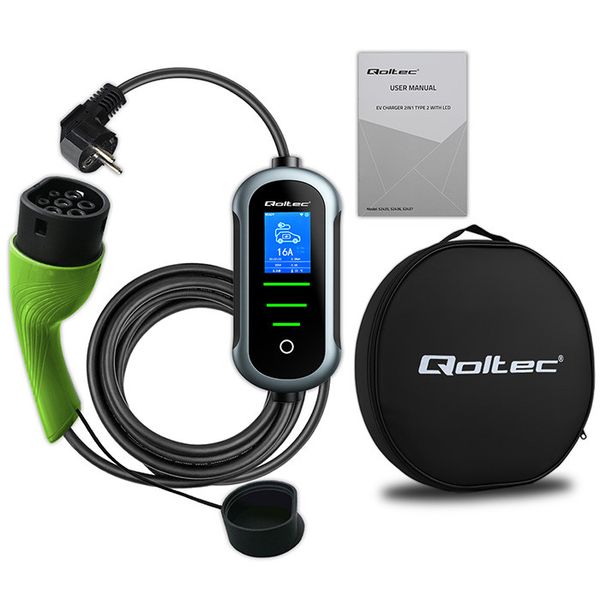 Qoltec Mobilna Ładowarka EV 3.5kW Typ2 Wi-Fi LCD 5m zdjęcie 6