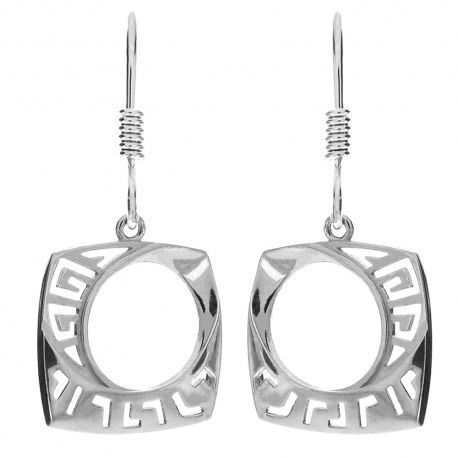 SREBRNY KOMPLET KWADRATY WZÓR GRECKI SREBRO PRÓBY 925 zdjęcie 2