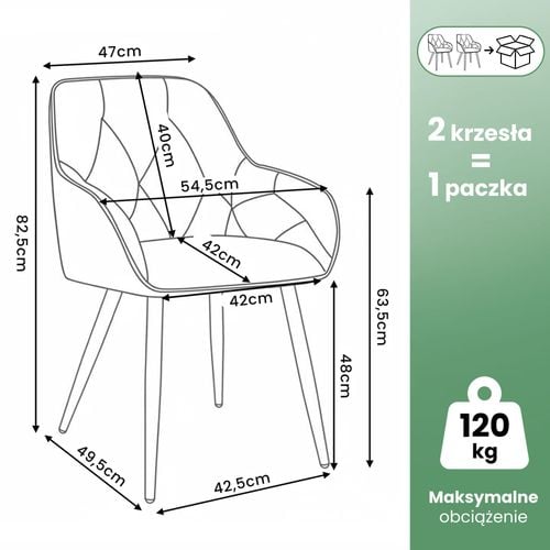 2x Krzesło welurowe tapicerowane do salonu DIAMANTE Beżowe Czarne nogi na Arena.pl