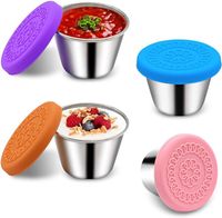 pojemniki na sos dip z silikonową pokrywką stal