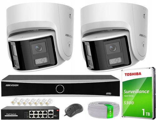 Zestaw Monitoringu 8MPx Hikvision Acusense 2x DS-2CD2346G2P-ISU/SL Panorama na Arena.pl