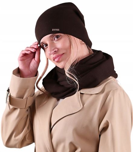 CZAPKA damska przejściowa jesienna gładka Polska modny BRAZ czekolada na Arena.pl