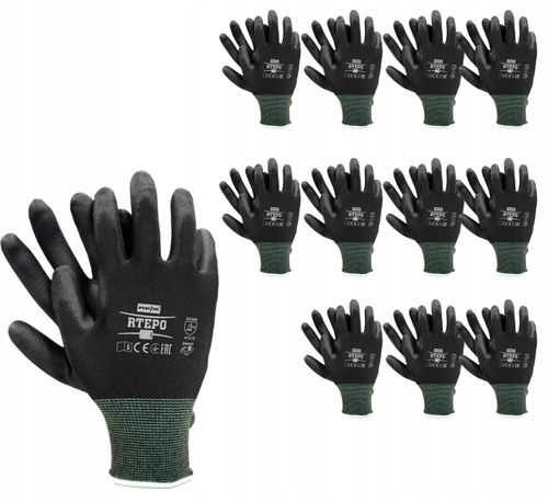 rękawice robocze / czarne / rozmiar: 7 - s / rtepo_bb7 - 12 szt. na Arena.pl