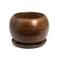 Doniczka Ceramiczna KULA 3 z podstawką brąz eco