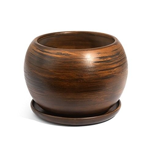 Doniczka Ceramiczna KULA 3 z podstawką brąz eco na Arena.pl