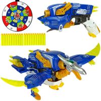 Dinobots 2w1 Dinozaur Pistolet na Strzałki Niebieski Pterosaur Tarcza
