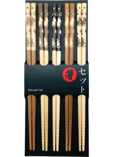 Zestaw drewnianych pałeczek z motywem kotów 22,5 cm - 5 par na Arena.pl