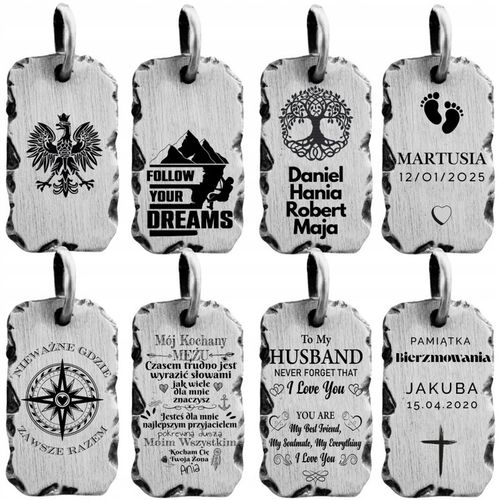 Unikatowy nieśmiertelnik Raw Edge Twój grawer s925 zawieszka na łańcuszek na Arena.pl